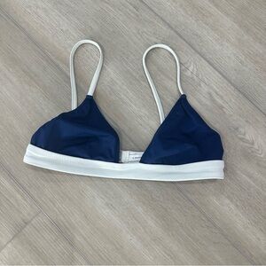 SOLID & STRIPED Navy and White Triangle Bikini Top
